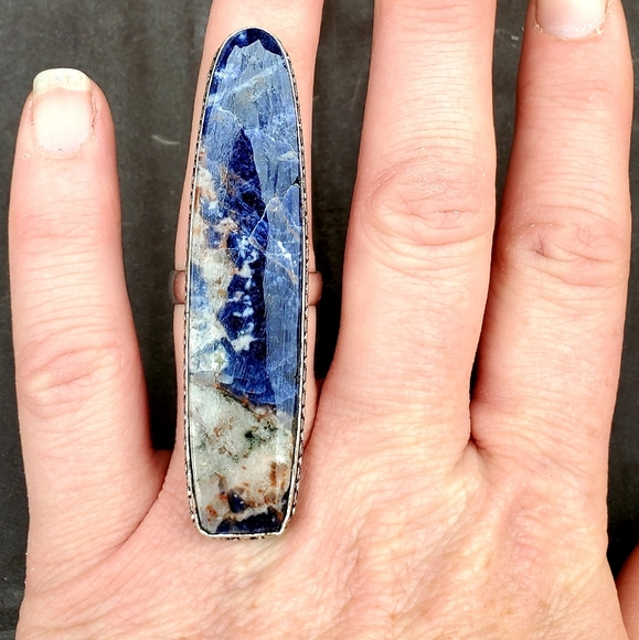 New Huge Sodalite 925  Silver Statement Ring. - Picture 1 of 16